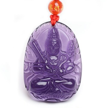 開光 天然紫水晶虛空藏吊墜 生肖牛虎本命佛 屬牛屬虎守護神吊墜