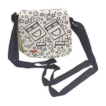 DIY手作繪圖文創包 背帶長度42-145公分  小(跨包16 x 15cm 袋蓋16 x 15cm)  珍珠綠