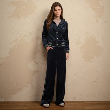 SO NICE 運動風絲絨寬褲