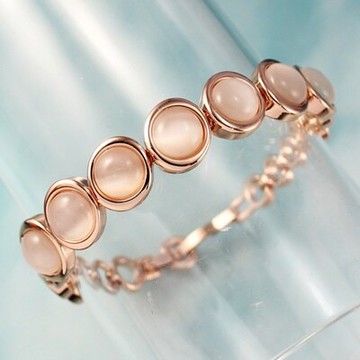 玫瑰金手鍊 純銀貓眼石手環 -簡約圓形歐美時尚生日情人節禮物女飾品73ku119【獨家進口】【米蘭精品】