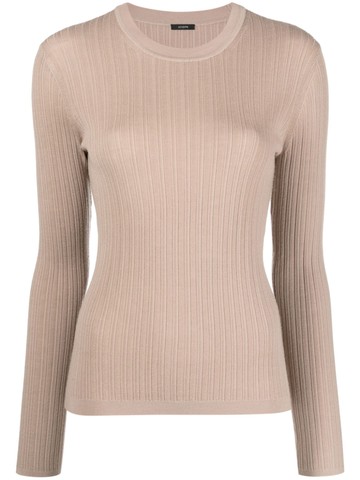 JOSEPH - ribbed-knit long-sleeved top - women - Merino/Polyamide - M - Neutrals