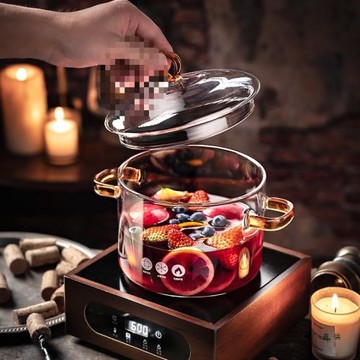 圍爐煮紅酒鍋套裝冬天耐高溫熱紅酒玻璃器皿容器可明火電陶爐燉湯