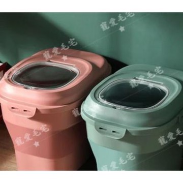 【寵愛毛宅】寵物飼料桶 折疊桶 防潮桶 防蟲 寵物儲量桶 米桶