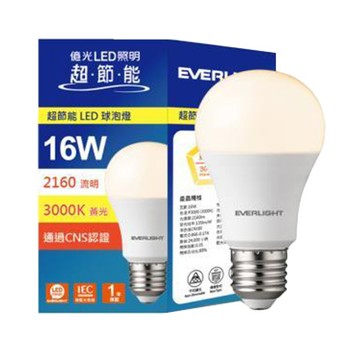 憶光EVERLIGHT 16W超節能LED球泡燈/黃光/EL17/4入/組