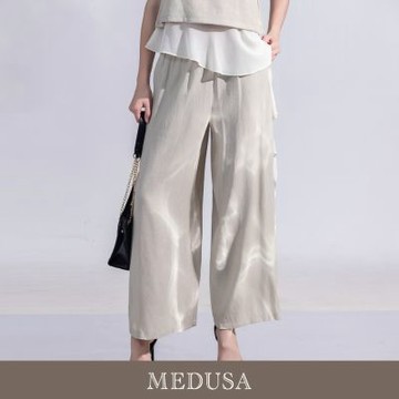 現貨【MEDUSA 曼度莎】都會輕熟垂墜直筒落地長褲（M-L）｜長褲穿搭 女長褲 都會穿搭