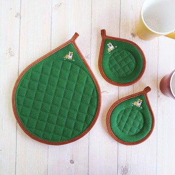 杯墊隔熱墊組- 有老虎耶  動物園系列 米白/綠/藍/紅/紫