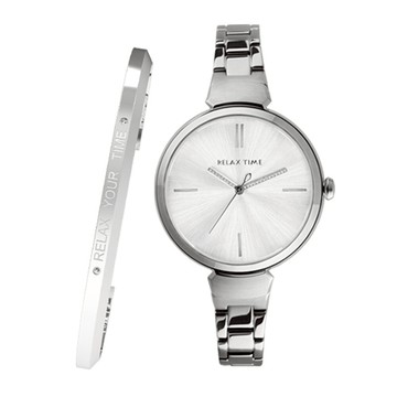 送禮首選★【加碼贈手環】RELAX TIME 閃耀系列 Shine Series銀x銀RT-68-1 附防塵袋+提袋【全館滿額折價★APP下單點數4倍送】線上購買享_實體門市同步服務