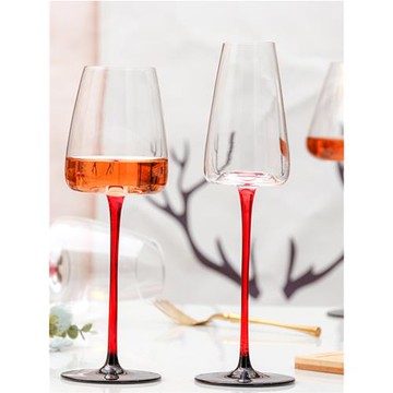 歐式大號紅酒杯水晶玻璃高腳杯葡萄酒杯紅桿黑底家用黑領結香檳杯