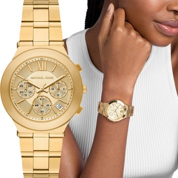 Michael Kors MK Billie 時尚三眼計時女錶-金/37mm MK7603