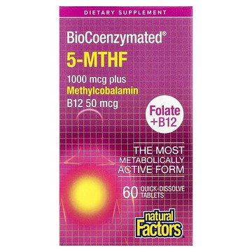 Natural Factors, BioCoenzymated®，葉酸 + B12，60 片速溶片