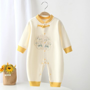 春秋嬰兒連體衣新生兒無骨哈衣寶寶中國風長袖爬服0-2歲A類四季款鑫弘-萌寶童裝可開發票