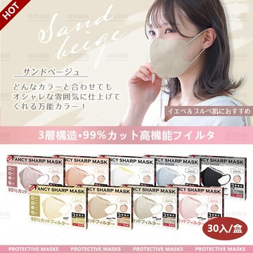 🔥日本高顔值立體口罩(30入/盒裝)3D口罩 明星同款 舒適透氣 泡泡紗耳帶不勒耳 美顔不脫妝 防曬防塵防飛沫 抛棄式