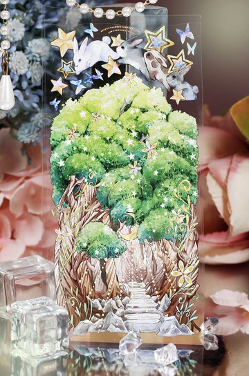 森嶼牧歌 四季奇幻自然造景 PET 紙膠帶 貝殼光 10米卷