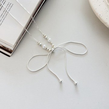 精緻女孩的蝴蝶結小珍珠項鍊 HH122611