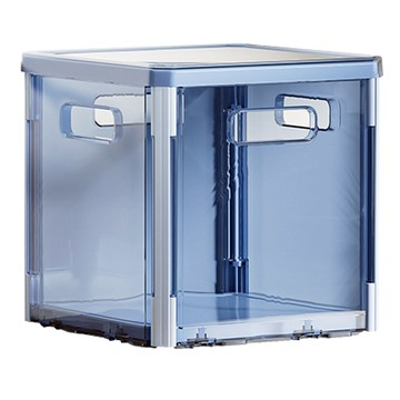 AOTTO 透明極簡風可堆疊收納箱-2入(半透明玩具/藥品/日用品整理盒)藍色