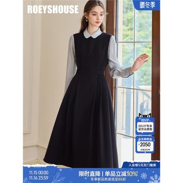 羅衣經典黑色收腰大擺無袖連衣裙女簡約高質感內搭中長裙子11060