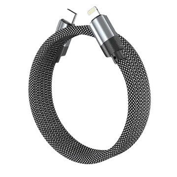 Magtame Type-C-Type-C 磁性快收納充電傳輸線 鋁殼圓線款  1m  黑銀色  1條