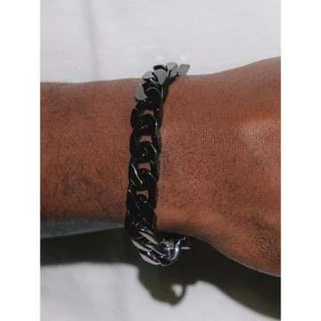 原創拼接黑色陶瓷古巴鏈手鏈男嘻哈歐美個性cuban潮流ins 女同款