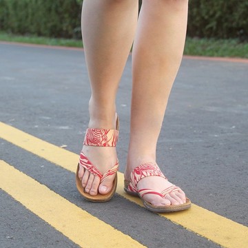 【京都の風景  紅斑馬】日式舒活/彈力萊卡布料   真皮軟木氣墊鞋