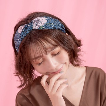 豹紋綴花圖騰寬版髮箍(2色)-H10084