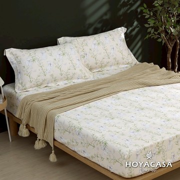 HOYACASA 300織沐光長絨棉床包枕套三件組 ｜花間小貓｜(單人/雙人/加大)