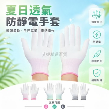 台灣出貨✨ 純白尼龍線手套 夏季防靜電勞保手套 家務清潔防護手套 防曬透氣工作手套 男女通用劳保手套