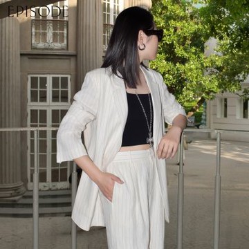 EPISODE - 通勤輕薄經典百搭條紋醋酸西裝外套E53001