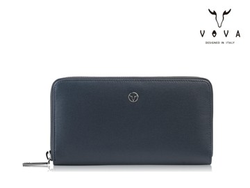 【全新品公司貨】VOVA 沃汎 真皮多夾層單拉鍊長夾 暗夜藍【寧寧小舖/台中30年老店】841-1
