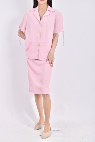 (XL) chacok短袖上衣＋長裙粉色套裝