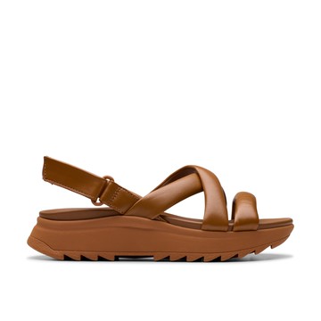 Clarks 夏日時刻- Dash Lite Joy輕盈厚底魔鬼氈設計空氣感涼鞋(暖棕色) CLF80359S-女