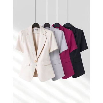 短袖西裝外套女夏季薄款面試正裝工作服職業裝高級感西服套裝夏款