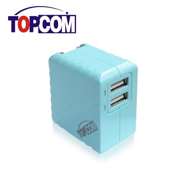 TOPCOM 雙USB孔 5V 3.4A 高速充電 充電器 TC-E340 - 藍色