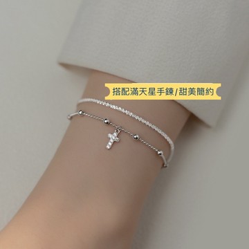 《現貨》韓國 東大門銀飾 925純銀 十字架光珠手鍊 滿天星手鍊 波光粼粼手鍊' 純銀手鍊 銀飾 飾品 純銀 純銀飾品