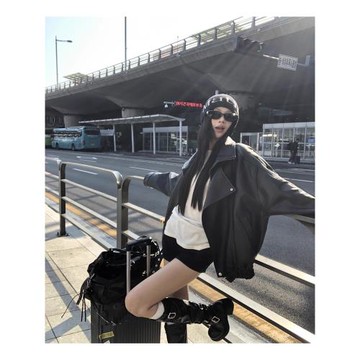 黑色皮衣外套女2025新款秋季酷颯風超火超好看機車復古夾克pu皮