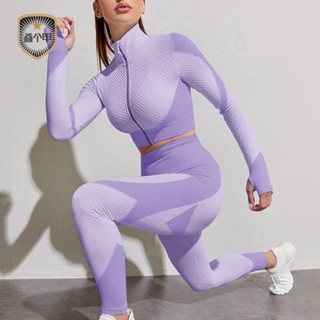 歐美三件套新款瑜伽套裝性感露臍瑜伽上衣高腰提臀緊身瑜伽褲女