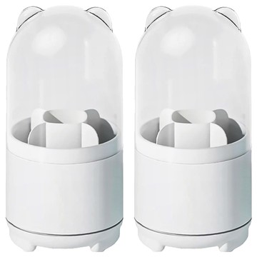 小麥購物 化妝刷收納筒 簡約白 360度旋轉 透明防塵罩 多格分區收納  2個