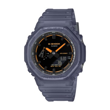 【CASIO 卡西歐】G-SHOCK 午夜霓虹 煙霧光影 半透藍_GA-2100K-2A_45.4mm