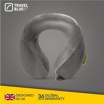 【 Travel Blue 藍旅 】寧靜頸枕記憶棉-灰色 (鈕扣款/魔鬼氈隨機出)