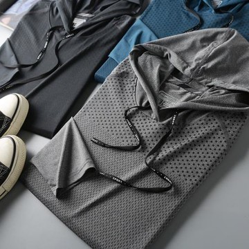 吸濕排汗！為運動而生！外貿男裝彈力百搭連帽長袖速干T恤打底衫