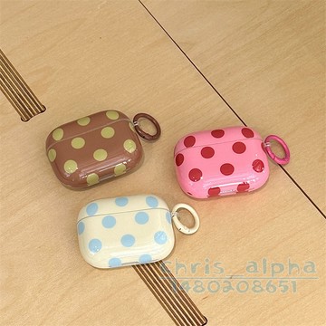 簡約復古波點 彩色拼色 適用Airpods4代耳機殼 Pro2保護套 1/2/3/4代蘋果藍牙耳機套 pro防摔殼