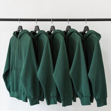 墨綠色 460g重磅橫向編織純色寬松連帽衛衣 深綠色純棉男女款上衣
