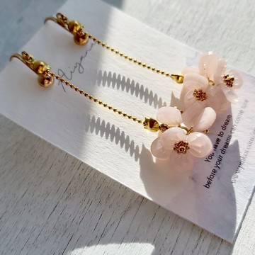 淺藍紫色繡球花球 漸變色耳環 耳針耳夾 生日禮物 女朋友禮物