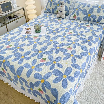 春夏全棉加厚夾棉床單單件榻榻米純棉床蓋三件套防滑床墊炕鋪墊子