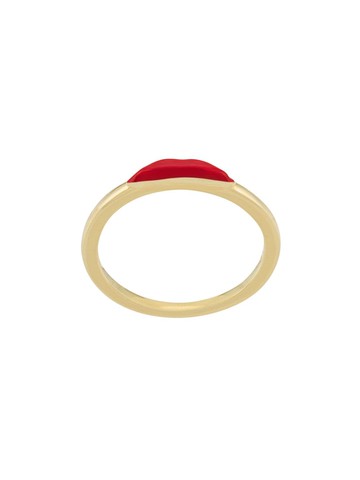 Eshvi - lips ring - women - Sterling Silver/Enamel - 55 - Gold