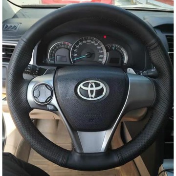 豐田12 13 1415款凱美瑞駿瑞專用全包手縫真皮方向盤套手縫把套