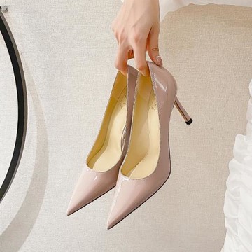 法式高跟鞋2023年冬季新款主婚紗婚鞋新娘鞋尖頭細跟單鞋氣質女鞋