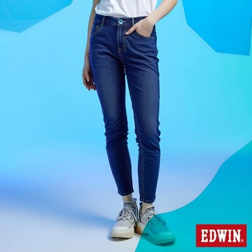 EDWIN 女裝 JERSEYS 迦績 冰河玉永久涼感窄管直筒牛仔褲-中古藍