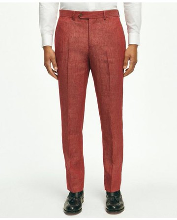 Brooks Brothers Men's Classic Fit Linen Trousers | Dark Pink | Size 40 32