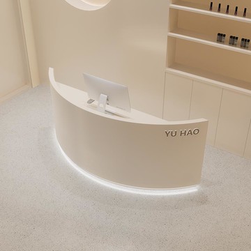 免運/可開票 快速出貨   收銀臺現代簡約公司前臺美容院服裝店弧形吧臺接待臺美發店迎賓臺