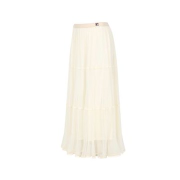 FILA 女平織長裙-米白 5SKA-1423-WT